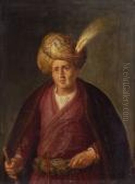 Orientale Mit Turban Und
 Pelzverbramtem Mantel. Oil Painting by Adriaen van Nieulandt