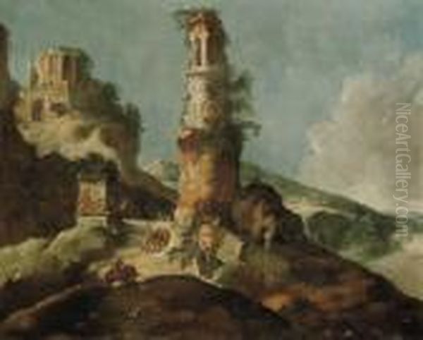 Veduta Di Tivoli Oil Painting by Willem van, the Younger Nieulandt