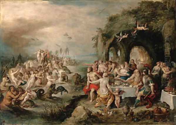 The Feast of the Gods with the Triumph of Neptune and Amphitrite Oil Painting by Frans II Francken