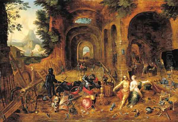 An Allegory of Fire Venus at the Forge of Vulcan Oil Painting by Frans II Francken