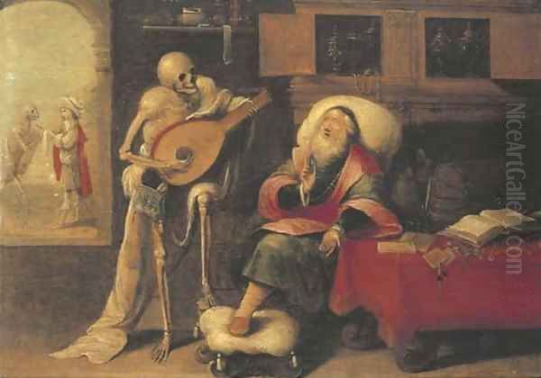 Death and the Miser Oil Painting by Frans II Francken