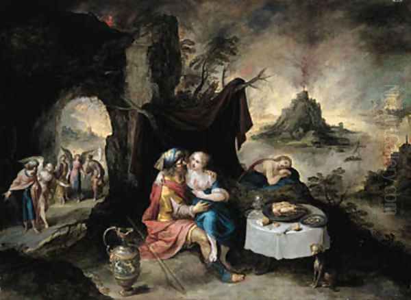 Lot and his Daughters Oil Painting by Frans II Francken