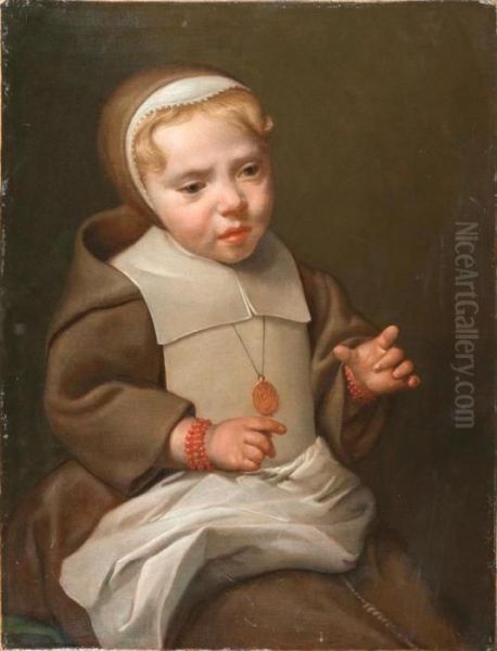 Portrait Historie Eines Madchens In Religioser Kleidung. Oil Painting by Jacob Cornelisz Van Oostsanen