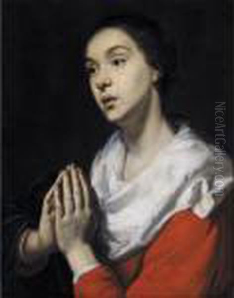 Virgin At Prayer Oil Painting by Jacob Cornelisz Van Oostsanen