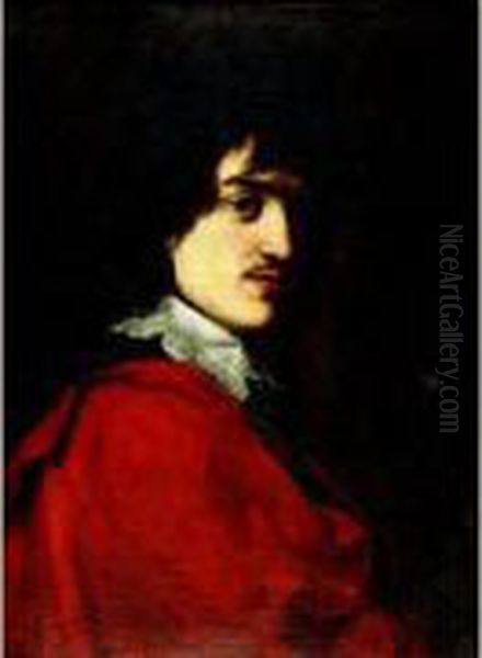 Portrait De Jeune Homme A La Draperie Rouge Oil Painting by Jacob Ii Van Oost