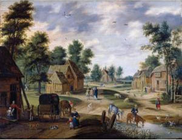 A Pastoral Landscape With A Farm Oil Painting by Isaak van Oosten