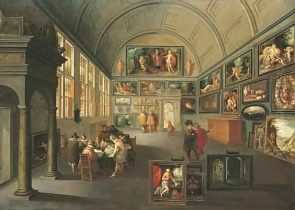 The interior of a picture gallery Oil Painting by Frans II Francken