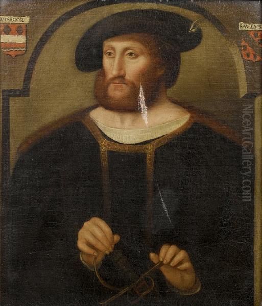 Portrait Of A Gentleman, Half-length, In A Black, Fur-trimmed Cloak And A Black Felt Hat Oil Painting by Barend Van Orley