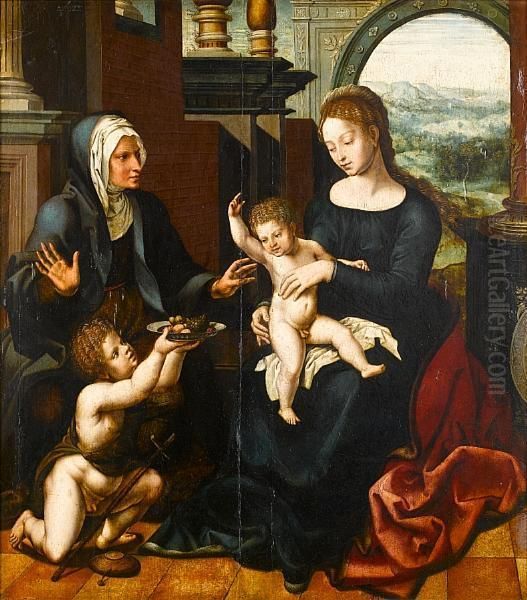 The Virgin And Child With Saint Elizabeth And The Infant Saint John The Baptist Oil Painting by Barend Van Orley