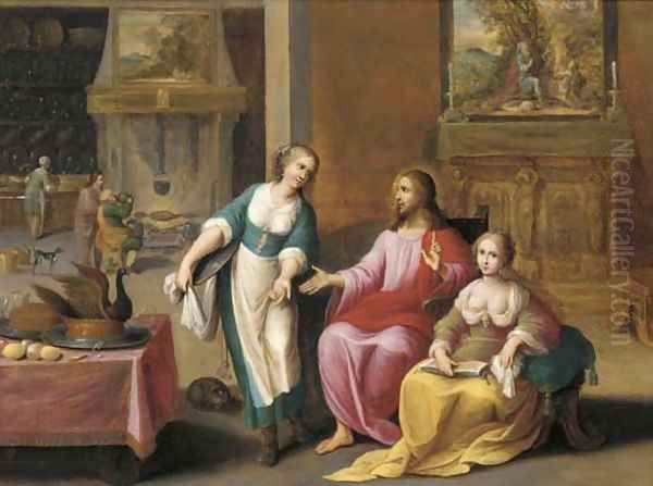 Christ in the House of Mary and Martha Oil Painting by Frans II Francken