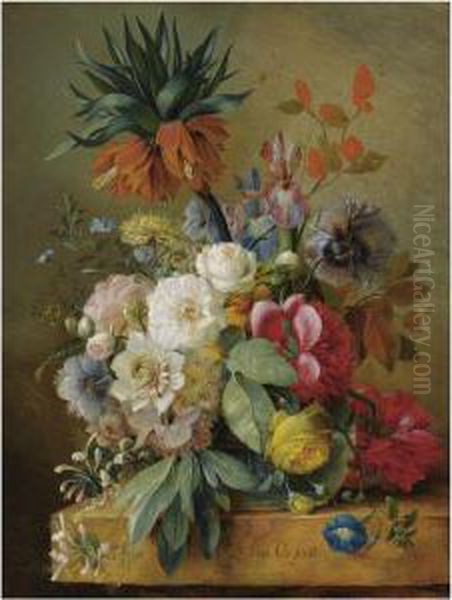 A Still Life Of Flowers Oil Painting by Georgius Jacobus J. Van Os