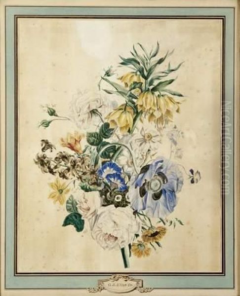 Bouquet De Fleurs Oil Painting by Georgius Jacobus J. Van Os