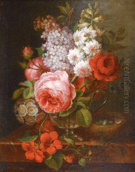 Blumenpokal Oil Painting by Georgius Jacobus J. Van Os