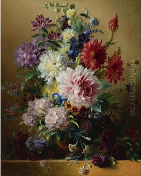 Still Life Of Flowers Oil Painting by Georgius Jacobus J. Van Os