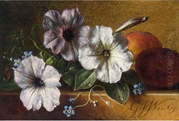 A Still Life With Flowers And Fruit Oil Painting by Georgius Jacobus J. Van Os