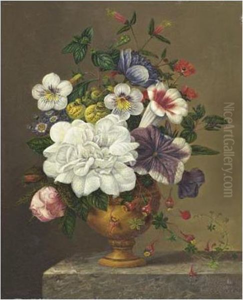 Vase De Fleurs Oil Painting by Georgius Jacobus J. Van Os