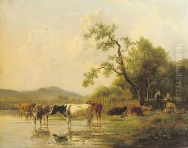 Minding The Herd Oil Painting by Pieter Gerardus Van Os