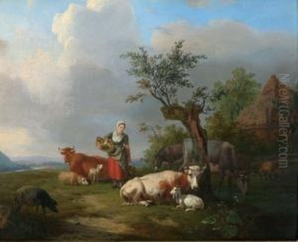 Melktijd Oil Painting by Pieter Gerardus Van Os