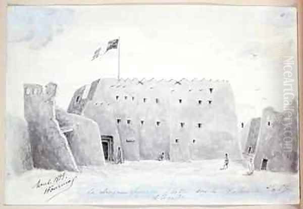 The French Flag flying above the Palace of the Sultan of Agadez Niger Oil Painting by Henry Dr. Fournial