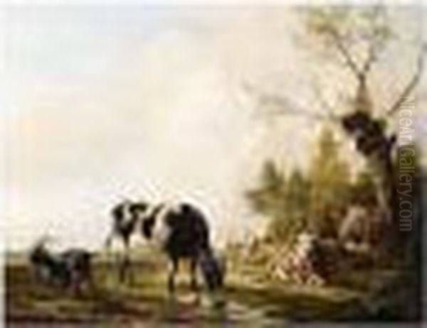 A Summer Landscape With Oil Painting by Pieter Gerardus Van Os