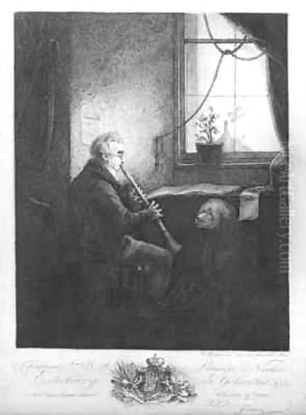 Duke Esterhazy Playing the Clarinet Oil Painting by Josef Fischer