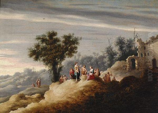 Arcadian Landscape With Nymphs Oil Painting by Cornelis Van Poelenburch