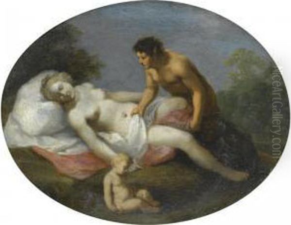 Venus And A Satyr: An Allegory Of Chastity Overcome By Lust Oil Painting by Cornelis Van Poelenburch