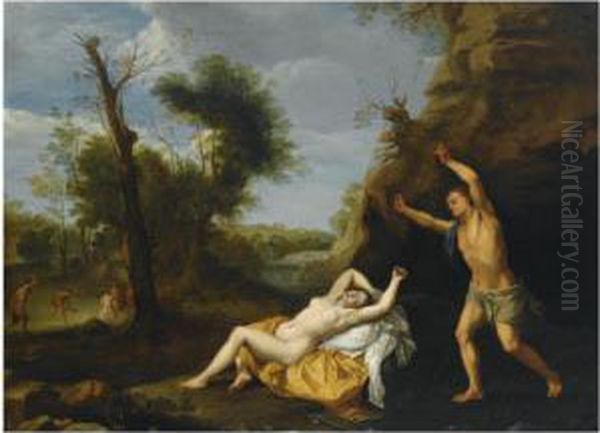 Apollo And Coronis Oil Painting by Cornelis Van Poelenburch