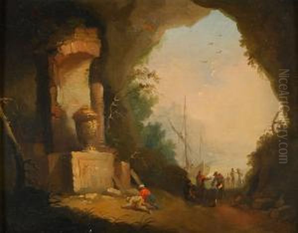 Kustlandskap Med Ruiner Oil Painting by Cornelis Van Poelenburch