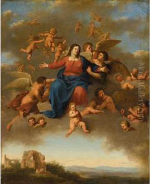 The Assumption Of The Virgin Oil Painting by Cornelis Van Poelenburch