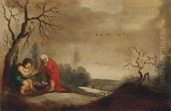 An Allegory Of Winter Oil Painting by Cornelis Van Poelenburch