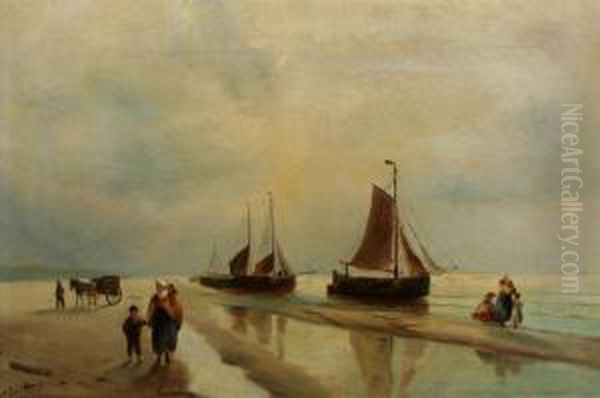 Am Strand Oil Painting by Albert Jurardus van Prooijen