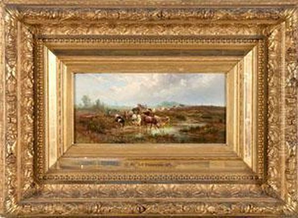 Weite Sommerlandschaft Mit Kuhen An Der Tranke Oil Painting by Albert Jurardus van Prooijen