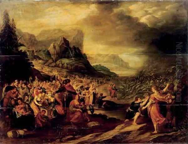 The Destruction of the Pharaoh's army in the Red Sea Oil Painting by Frans II Francken