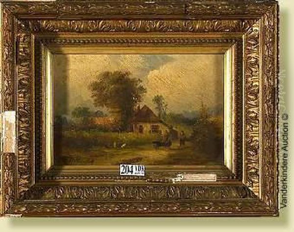 Paysage Anime A La Ferme Oil Painting by Albert Jurardus van Prooijen