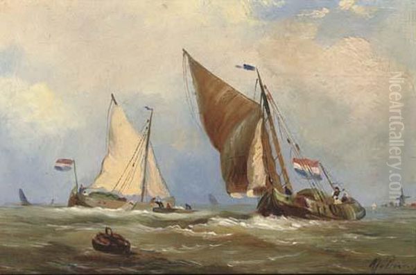 In Full Sail Oil Painting by Albert Jurardus van Prooijen