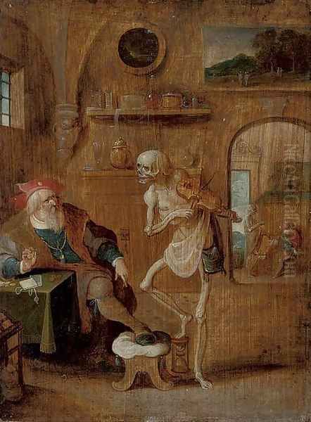 Death and the Miser Oil Painting by Frans II Francken