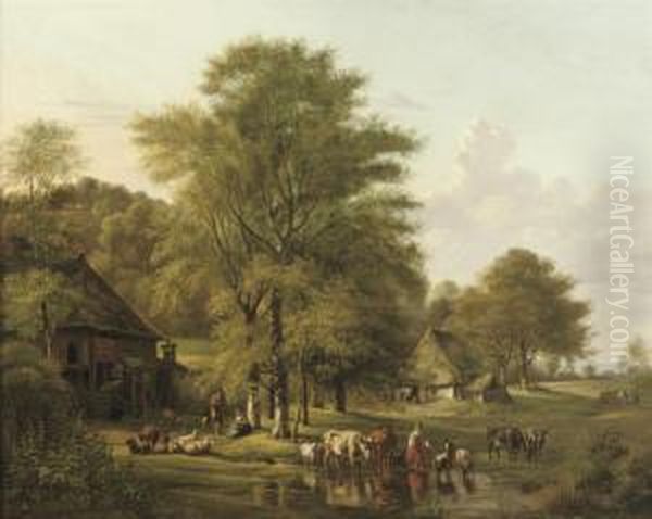 Summer Idylle Oil Painting by Jan Van Ravenswaay