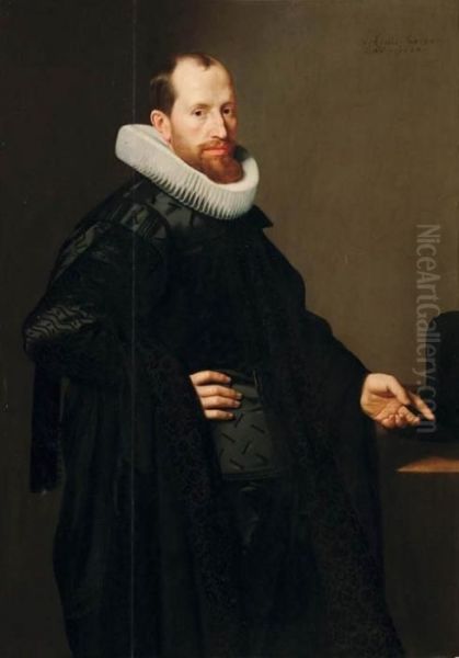 Ritratto Di Uomo In Nero Oil Painting by Jan Anthonisz Van Ravesteyn