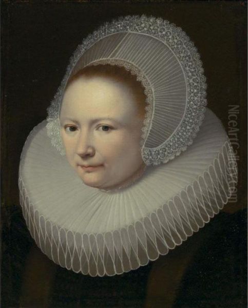 Portrait Of A Woman In A Lace Bonnet Oil Painting by Jan Anthonisz Van Ravesteyn