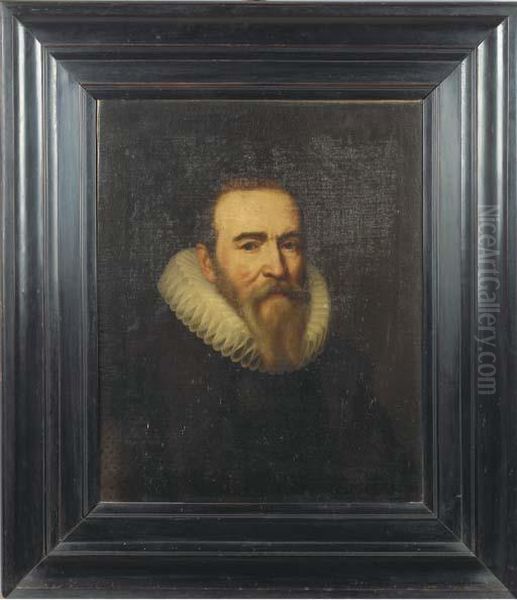 Portrait Of A Man, Bust-length, In Black Costume And Whiteruff Oil Painting by Jan Anthonisz Van Ravesteyn