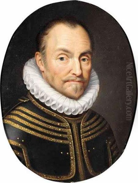 A Portrait Of A Man, Bust-length, Wearing Armour Oil Painting by Jan Anthonisz Van Ravesteyn