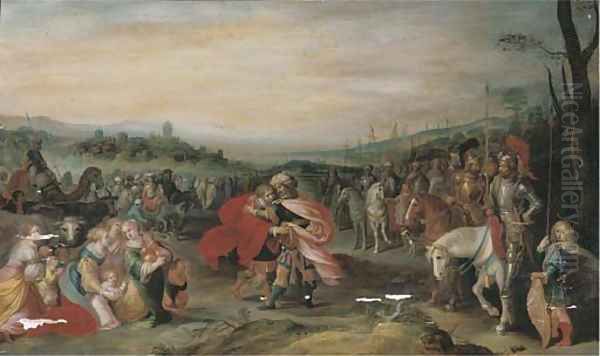 Jacob and Esau Oil Painting by Frans II Francken