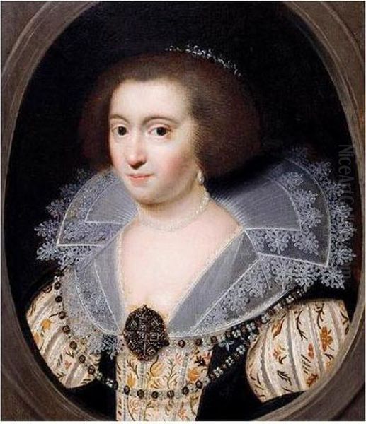 Portrait Of A Noblewoman, Said To Be Amalia Van Solms Oil Painting by Jan Anthonisz Van Ravesteyn