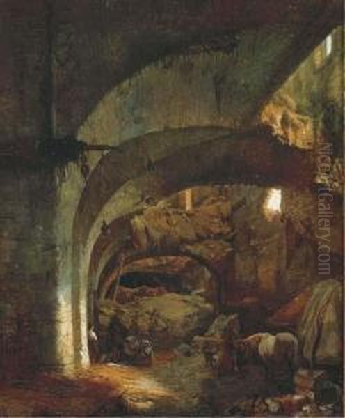 Interieur Des Caves, A La 
Citadelle D'anvers Apres Le Bombardement:catacombes Of A Citadel Oil Painting by Ignatius Josephus van Regemorter