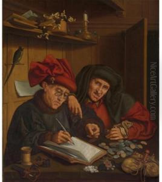 The Money Lenders Oil Painting by Marinus van Reymerswaele