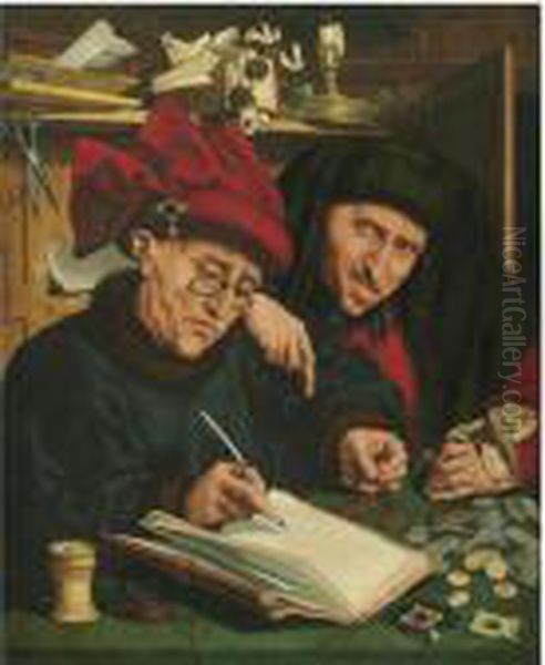 The Misers Oil Painting by Marinus van Reymerswaele