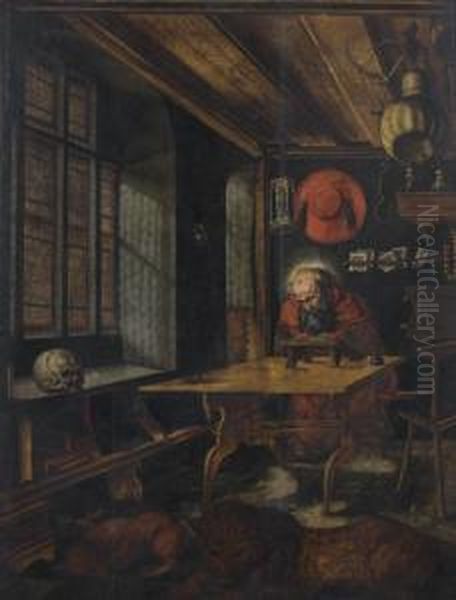 Saint Jerome Ecrivant Oil Painting by Marinus van Reymerswaele