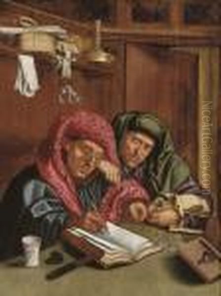 The Money Lenders Oil Painting by Marinus van Reymerswaele