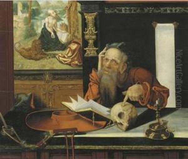 Saint Jerome In His Study by Marinus van Reymerswaele